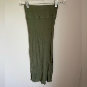 Green Body Con Midi Skirt